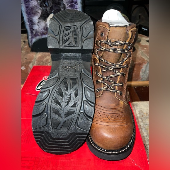 NIB - Justin Steel Toe Gypsy Lace Up Boots - Picture 8 of 9